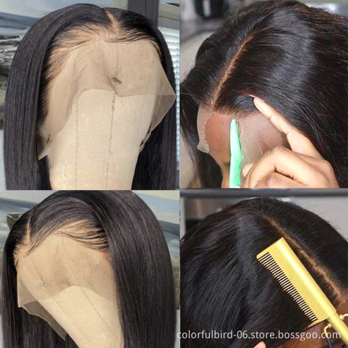 HLN Brazilian raw virgin cuticle aligned human hair wigs 13*4 HD lace closure wigs human hair Bone Straight wig